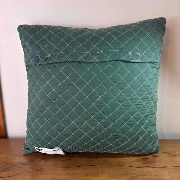VTG Judi Boisson Cotton Log Cabin Patchwork Quilted Throw Pillow 90s 16x16" - Picture 5 of 8